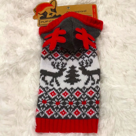 Pup Crew Other - New Pup Crew reindeer knit dog sweater with antler hood.  Size XS.  Cute!